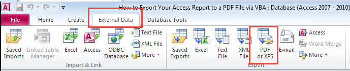 Access vba export report to pdf